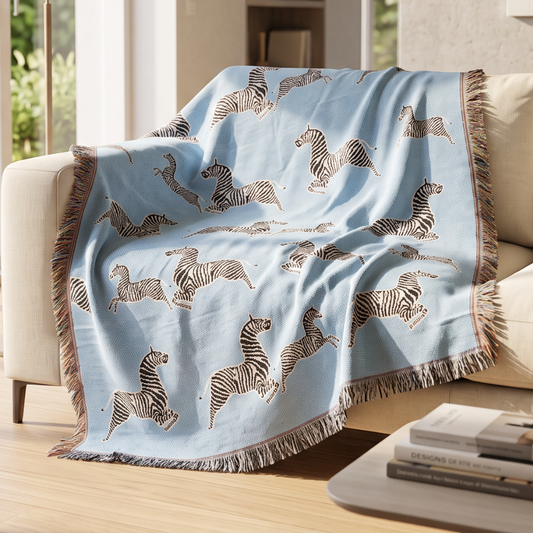 Designer Webdecke Oscar mit Zebra-Motiv 130x180 cm
