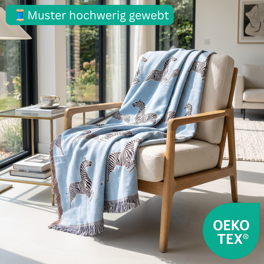 Designer Webdecke Oscar mit Zebra-Motiv 130x180 cm