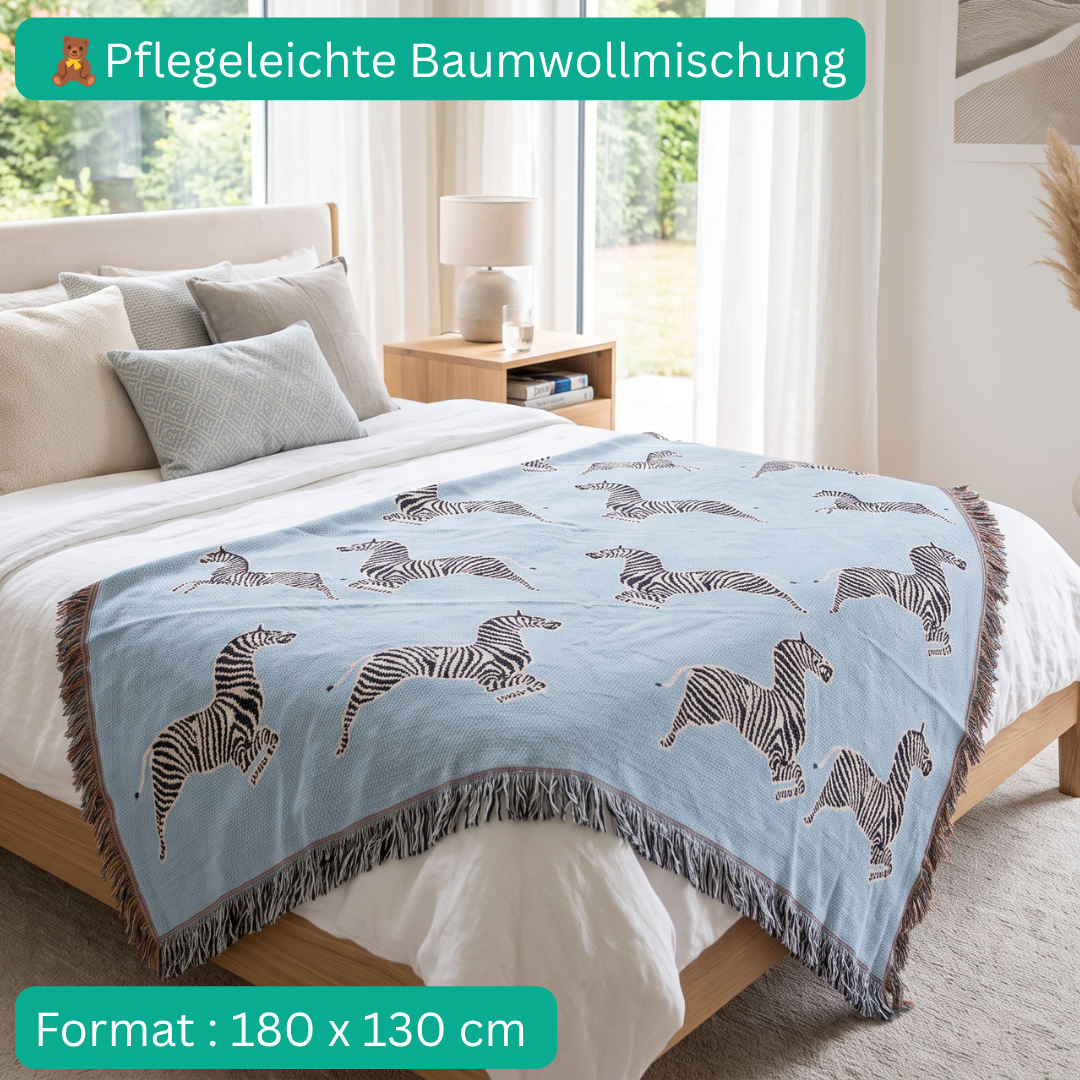 Designer Webdecke Oscar mit Zebra-Motiv 130x180 cm