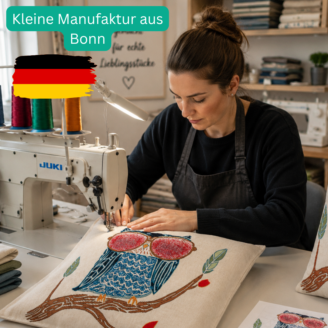 Dekokissenbezug 45x45 cm bestickt Kissenhülle Leon