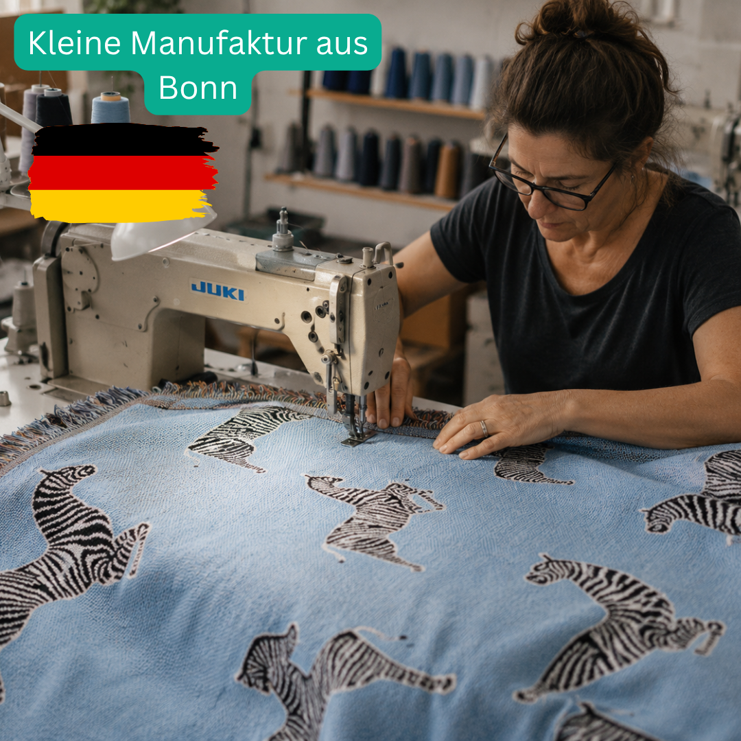 Designer Webdecke Oscar mit Zebra-Motiv 130x180 cm