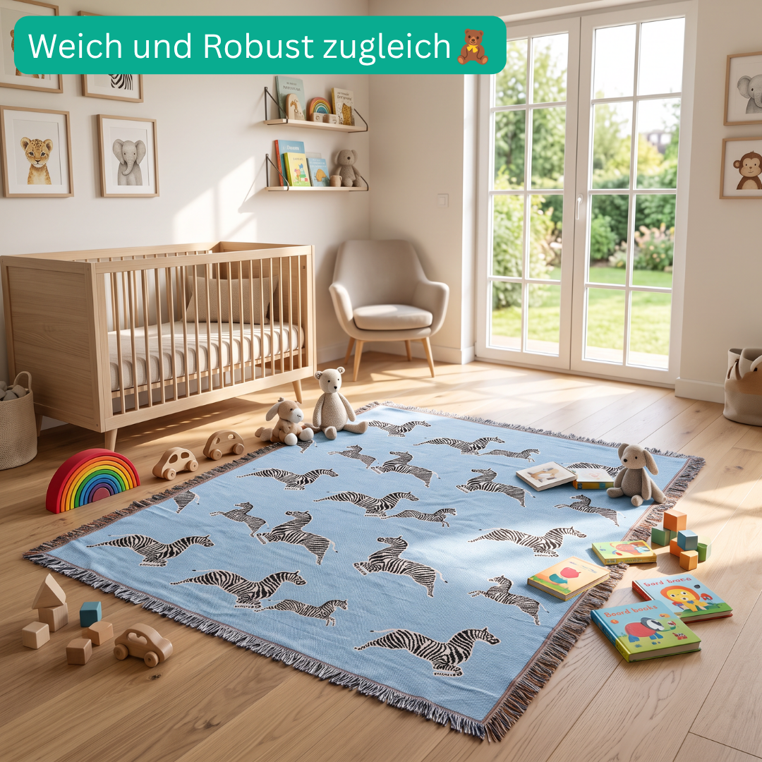Designer Webdecke Oscar mit Zebra-Motiv 130x180 cm